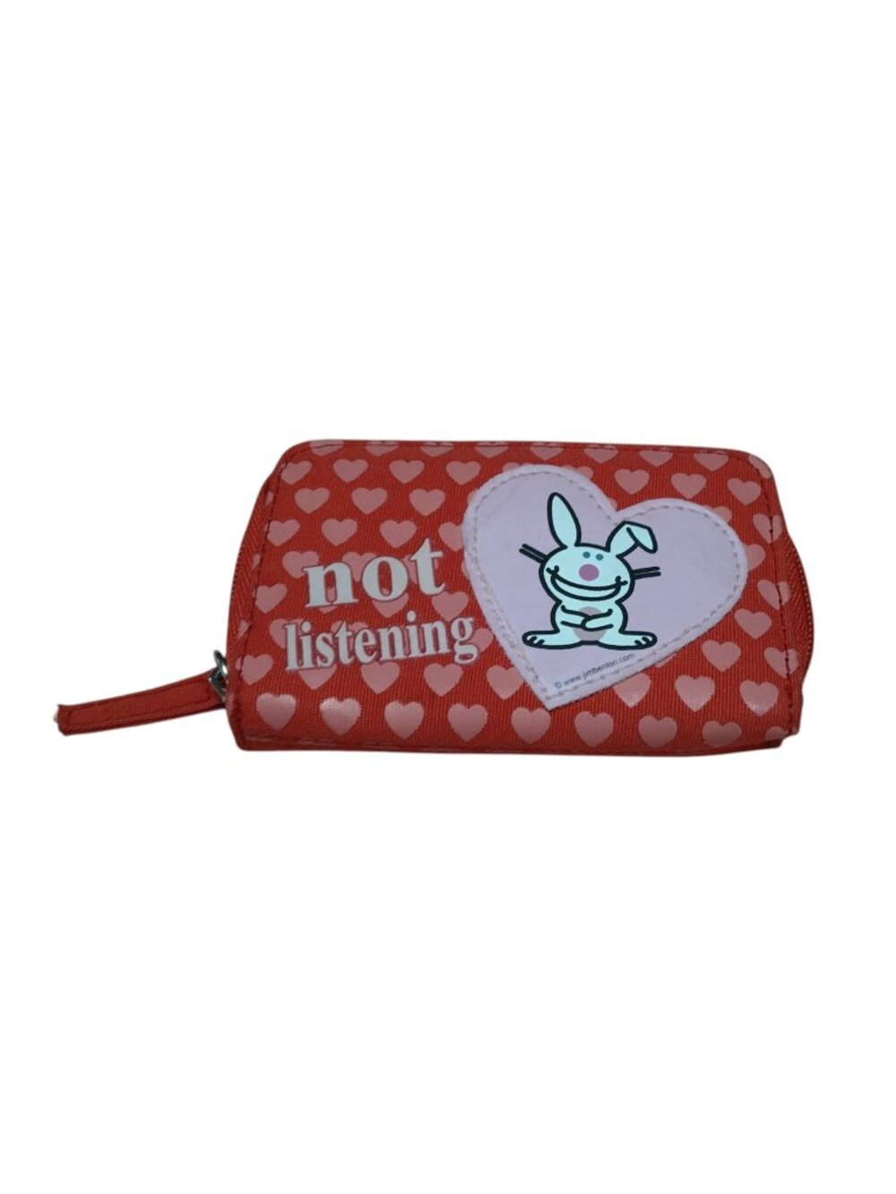 Happy Bunny Jim Benton Wallet Folding Not Listening Vintage Heart Red Y2K